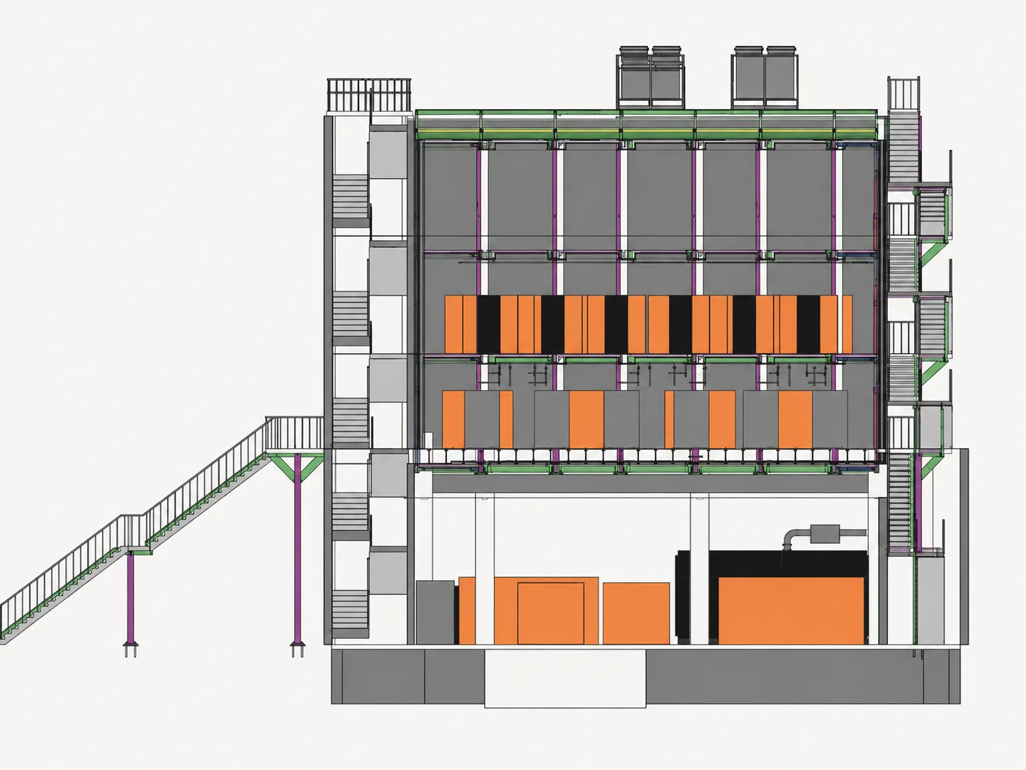 Globe Data Center architectural and building section model