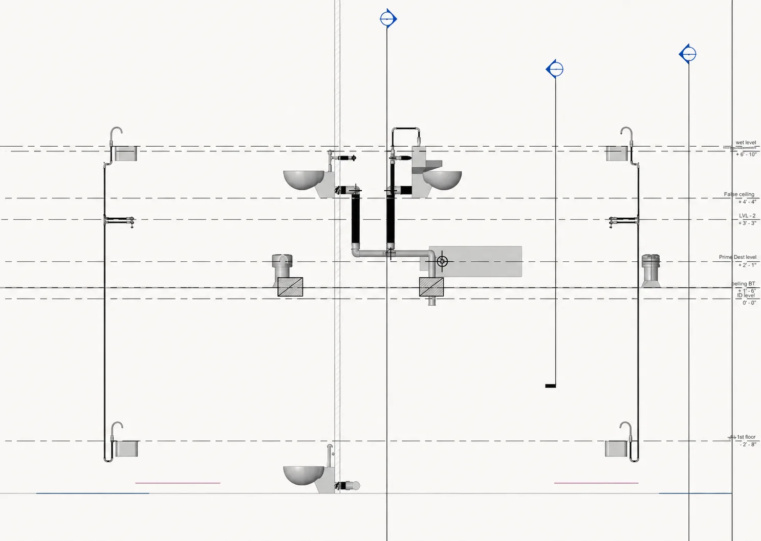 Detailed plumbing services drawing from the Serendib Building project