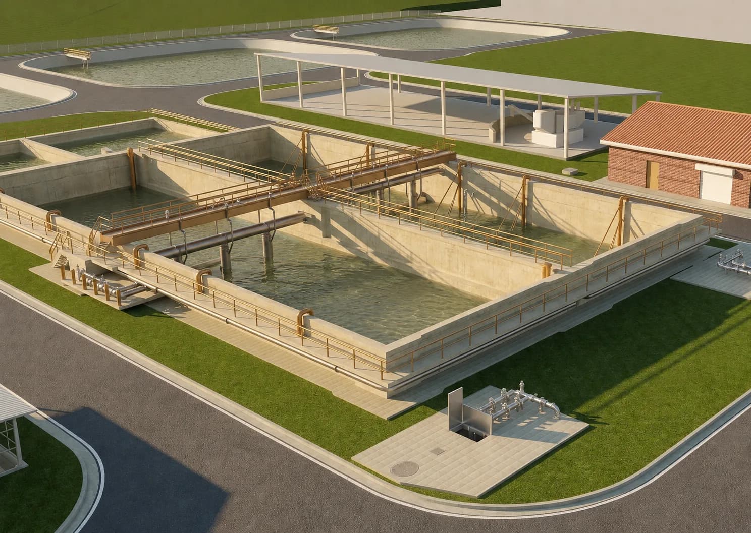 Detailed treatment-tank area in the Corowa Sewerage Treatment Plant BIM model