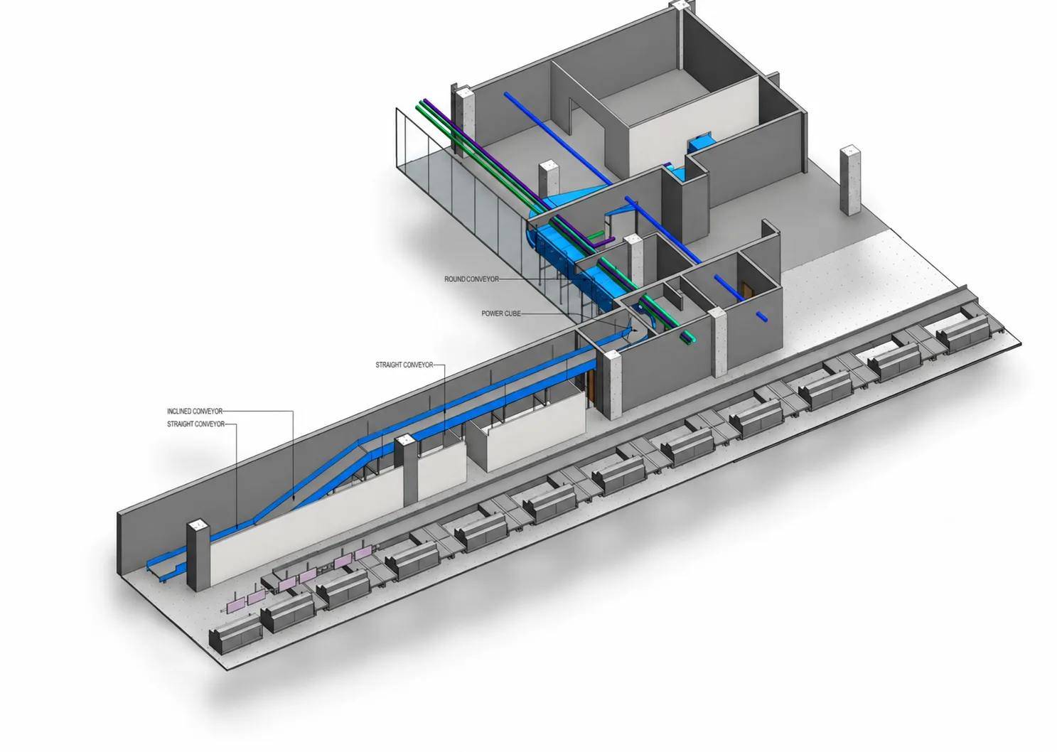 FitsAir baggage handling system coordinated BIM model