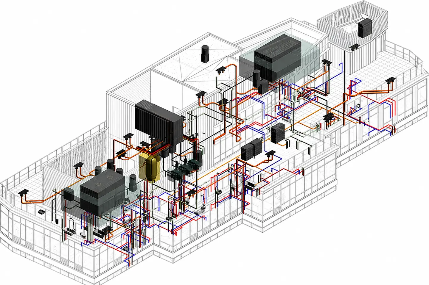 Coordinated plumbing and building services BIM model